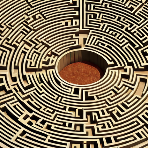 Home 17 A complex maze representing Russian case endings (мужской род, женский род, средний род), with pathways labeled Nominative, Genitive, Dative, Accusative, Instrumental, Prepositional. In the center, a person looking confused and overwhelmed.