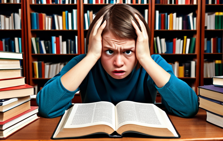 **A student struggling with the Cyrillic alphabet, surrounded by textbooks, looking frustrated but determined.**