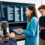 A diverse group of young adults, of various ethnicities, engaged in creative collaboration within a bright, contemporary digital studio. They are fully clothed in modern, modest clothing, showcasing the vibrant Russian-speaking content ecosystem. One person is editing video on a large monitor displaying Russian text, another is recording audio with a microphone, and a third is discussing ideas with a tablet. The background features subtle technology elements hinting at global connectivity. perfect anatomy, correct proportions, natural pose, well-formed hands, proper finger count, natural body proportions, professional photography, high quality, safe for work, appropriate content, family-friendly.