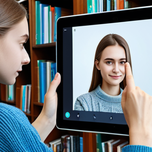 Home 21 **
"A young woman studying Russian with an AI tutor on a tablet in a bright, modern library, fully clothed, wearing a modest sweater and jeans, safe for work, appropriate content, professional, perfect anatomy, correct proportions, well-formed hands, proper finger count, natural pose, learning app interface visible on the screen"
**
