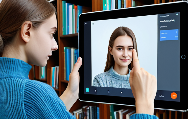 **
"A young woman studying Russian with an AI tutor on a tablet in a bright, modern library, fully clothed, wearing a modest sweater and jeans, safe for work, appropriate content, professional, perfect anatomy, correct proportions, well-formed hands, proper finger count, natural pose, learning app interface visible on the screen"
**