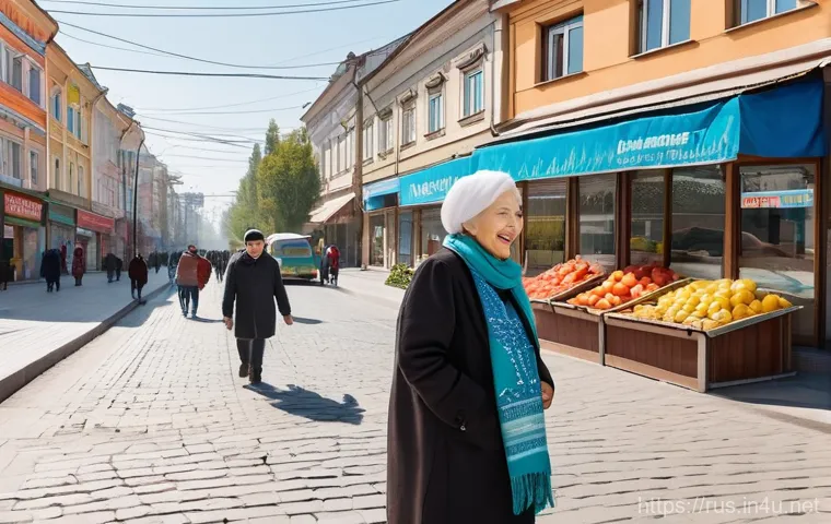 러시아어와 러시아 외교 - **Prompt 1: Cultural Crossroads in Central Asia**
"A vibrant, bustling street scene in a Central...